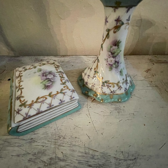 French trinket box that looks like a little book and candlestick. - Picture 3 of 5